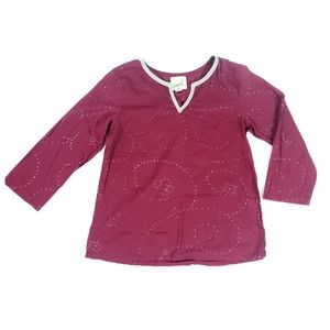 Peek Kids Girls Burgundy Glitter Long Sleeve V Neck Tunic Top Size 8